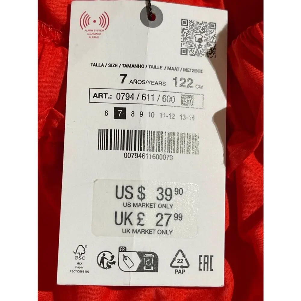Zara Red Girls' Tiered Skirt